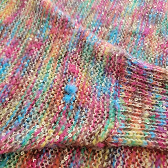 Miss Sasa Rainbow Sequin and Yarn Sweater with Cinched Sleeves - Picture 16 of 16